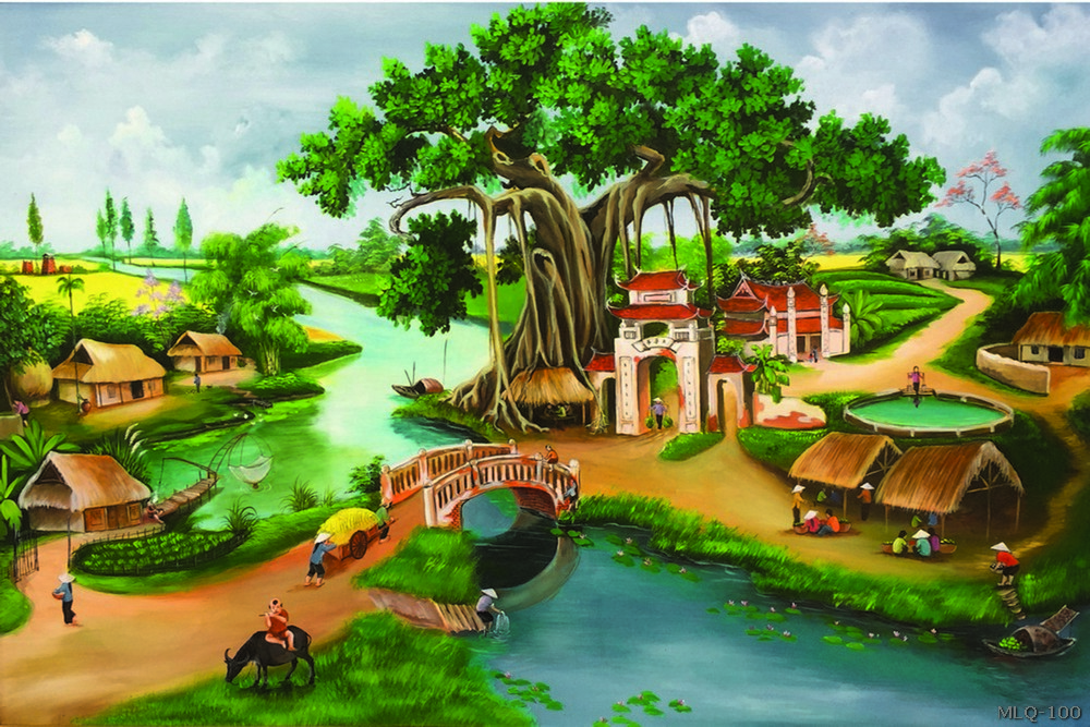 Phong cảnh làng quê - sơn dầu MLQ-100